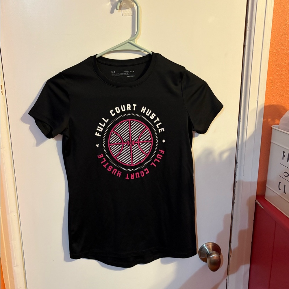 Under Armor Black Graphic T-Shirt with Basketball Design